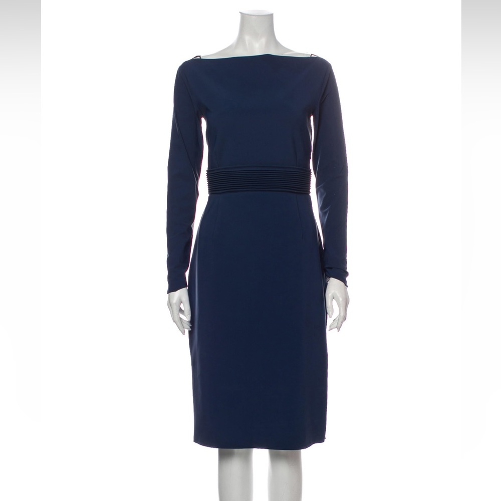 Chiara Boni La Petite Robe Blue Midi Dress with Accentuated Waist